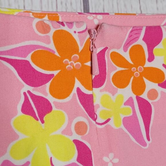 Lilly Pulitzer White Label Y2K Pink Floral Summer Skirt with Scalloped Hem, sz 6 - Picture 3 of 4